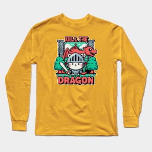 kill the dragon - cat knight Long Sleeve T-Shirt